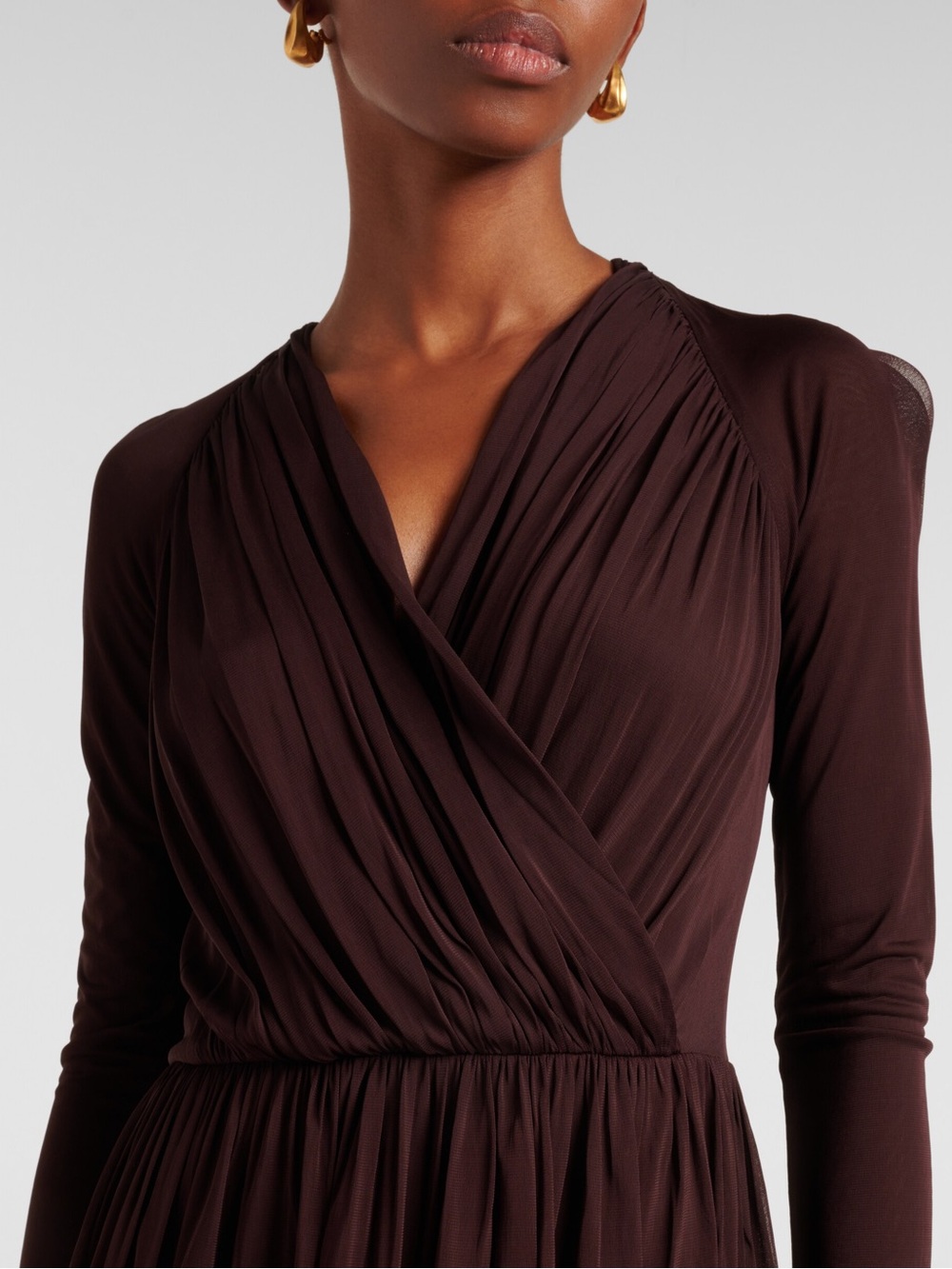 NWT Tory Burch Wrap-effect gathered jersey midi dress 4 - Picture 4 of 12